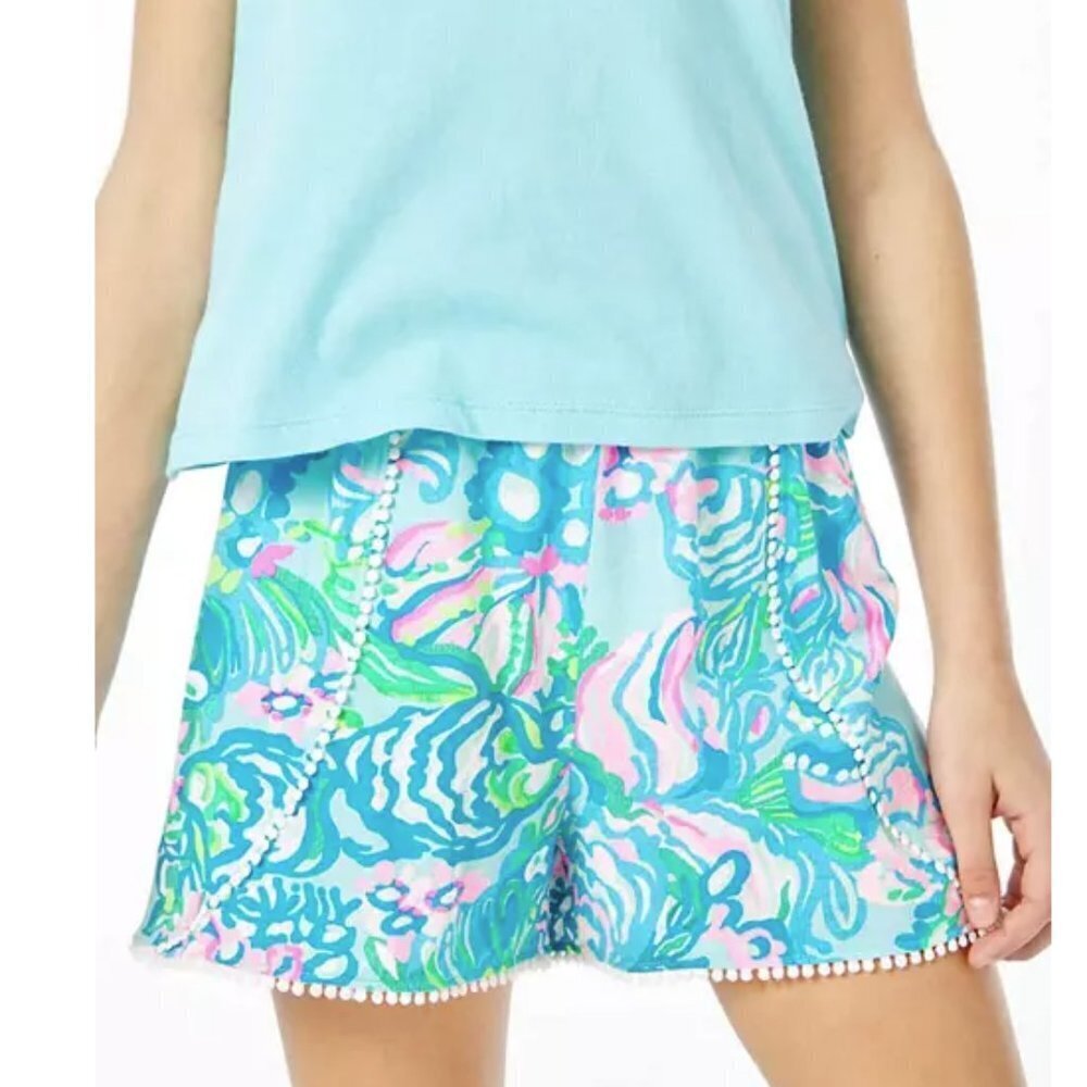 Lilly Pulitzer girls Marielle shorts size M (6-7) NWOT Blue Ibiza Aqua La Vista